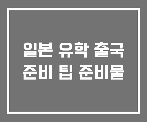 일본 유학 출국 준비 팁 준비물
