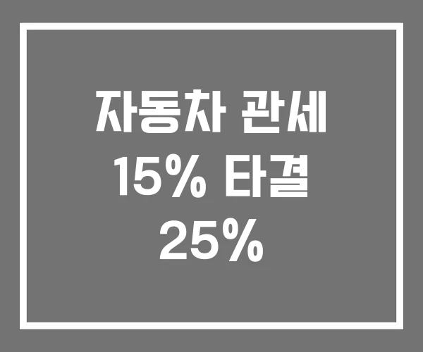 자동차 관세 15% 타결 25% 자동차 관세 15% 타결 25%