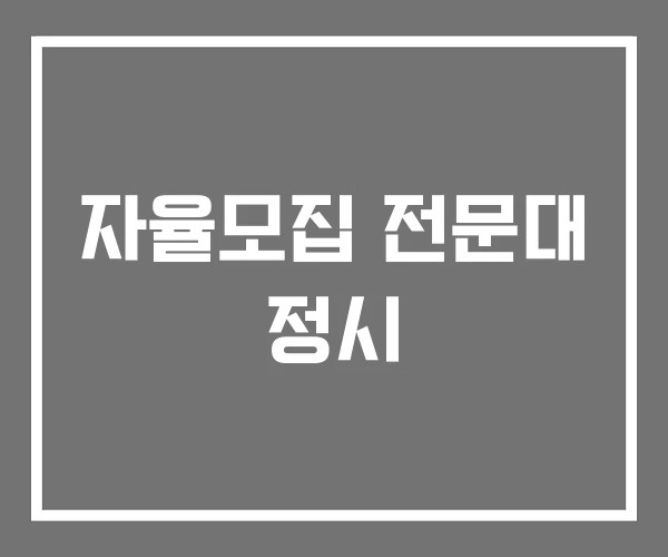 자율모집 전문대 정시 자율모집 전문대 정시