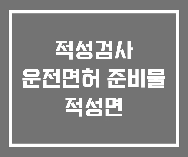 적성검사 운전면허 준비물 적성면 적성검사 운전면허 준비물 적성면