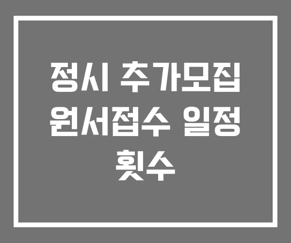 정시 추가모집 원서접수 일정 횟수 정시 추가모집 원서접수 일정 횟수