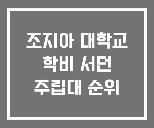 조지아 대학교 학비 서던 주립대 순위