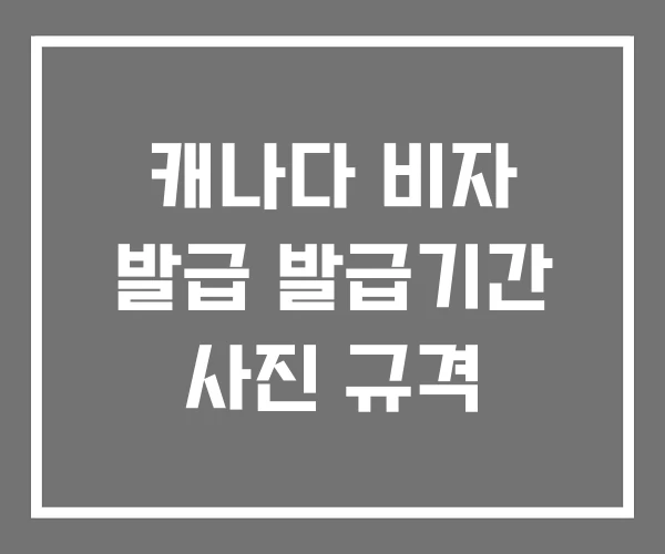 캐나다 비자 발급 발급기간 사진 규격