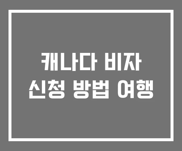 캐나다 비자 신청 방법 여행
