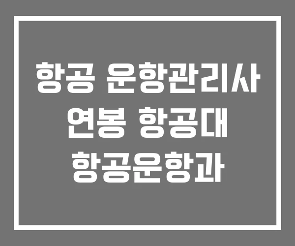 항공 운항관리사 연봉 항공대 항공운항과