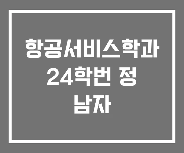 항공서비스학과 24학번 정 남자 항공서비스학과 24학번 정 남자