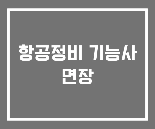 항공정비 기능사 면장 항공정비 기능사 면장