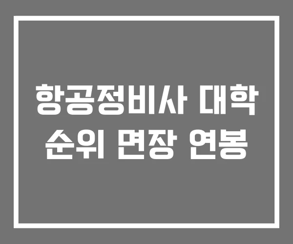 항공정비사 대학 순위 면장 연봉 항공정비사 대학 순위 면장 연봉