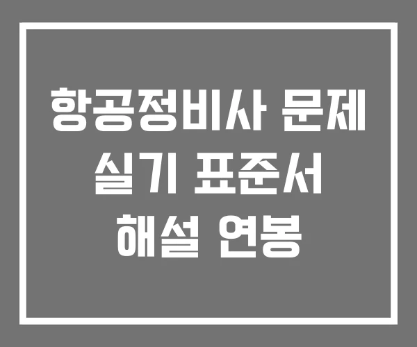 항공정비사 문제 실기 표준서 해설 연봉 항공정비사 문제 실기 표준서 해설 연봉