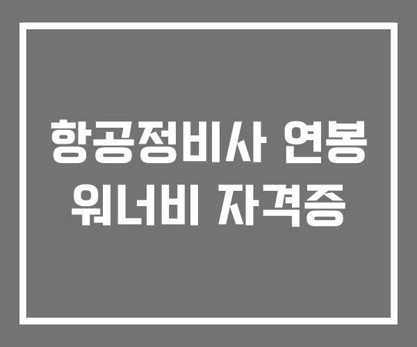 항공정비사 연봉 워너비 자격증
