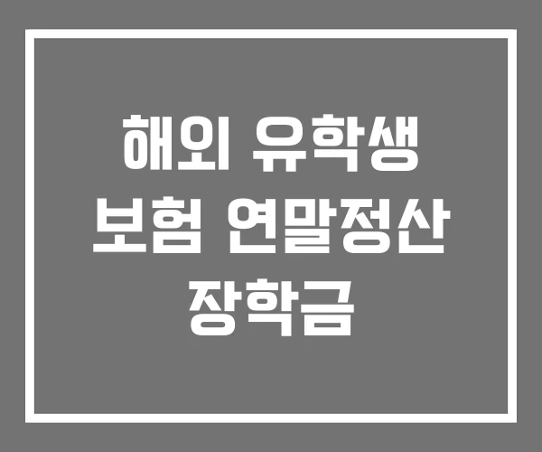 해외 유학생 보험 연말정산 장학금