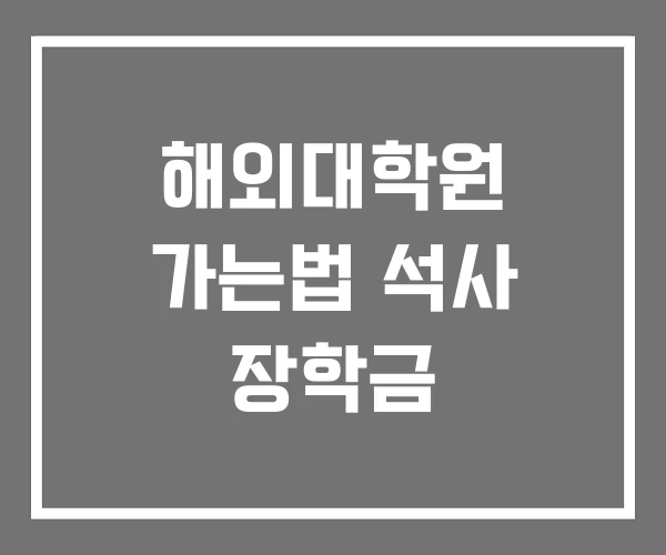 해외대학원 가는법 석사 장학금