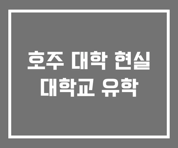 호주 대학 현실 대학교 유학 호주 대학 현실 대학교 유학