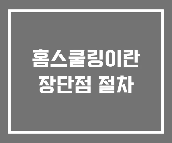 홈스쿨링이란 장단점 절차 홈스쿨링이란 장단점 절차