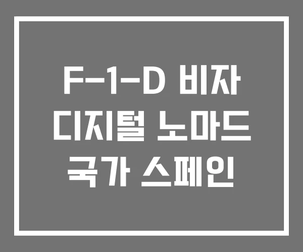 F-1-D 비자 디지털 노마드 국가 스페인
