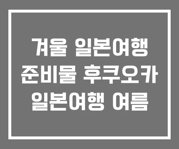 겨울 일본여행 준비물 후쿠오카 일본여행 여름