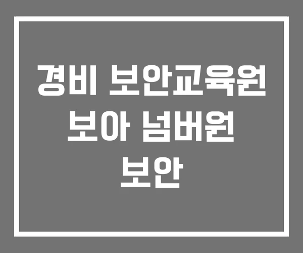 경비 보안교육원 보아 넘버원 보안