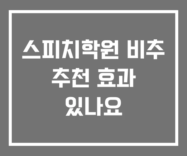 스피치학원 비추 추천 효과 있나요