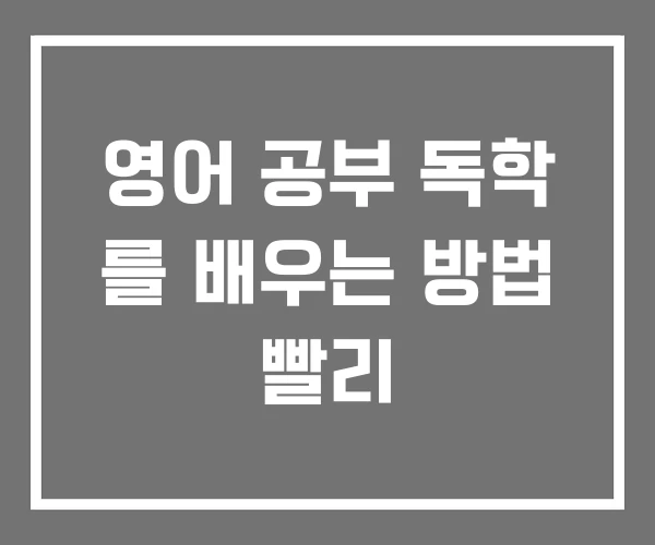 영어 공부 독학 를 배우는 방법 빨리