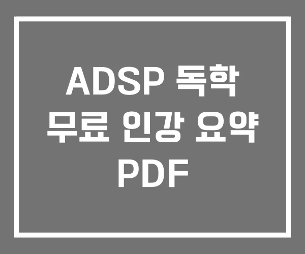 ADSP 독학 무료 인강 요약 PDF