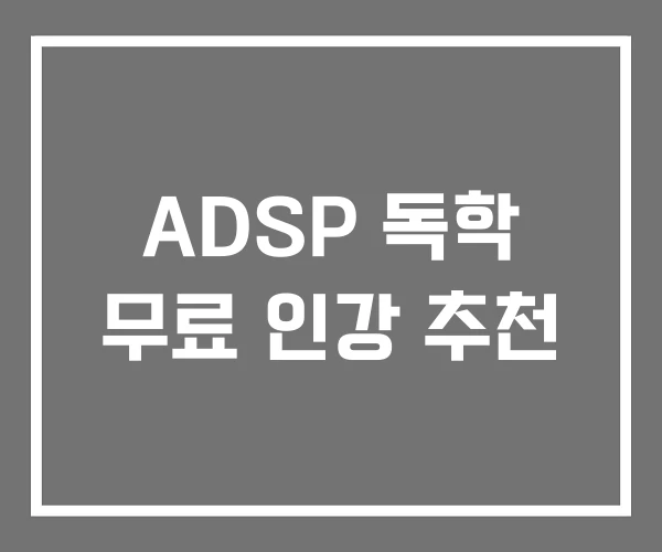 ADSP 독학 무료 인강 추천 ADSP 독학 무료 인강 추천