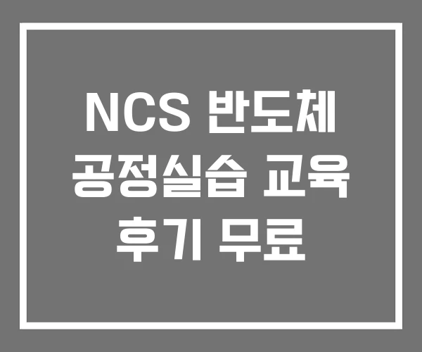 NCS 반도체 공정실습 교육 후기 무료
