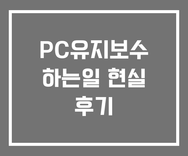 PC유지보수 하는일 현실 후기 PC유지보수 하는일 현실 후기