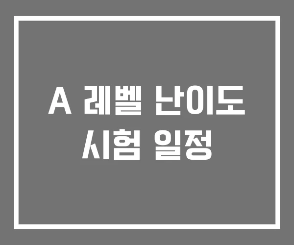 A 레벨 난이도 시험 일정