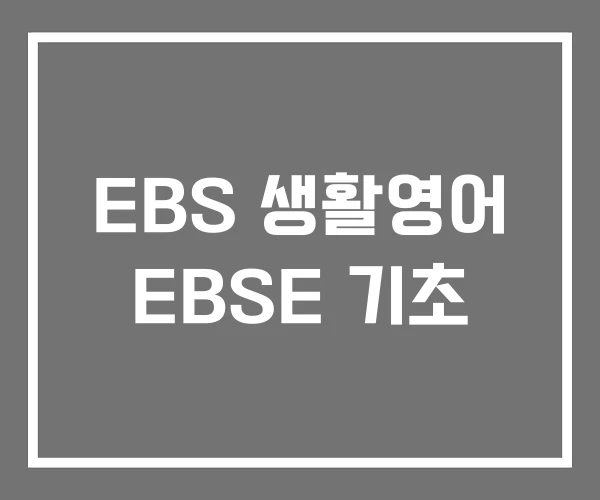 EBS 생활영어 EBSE 기초