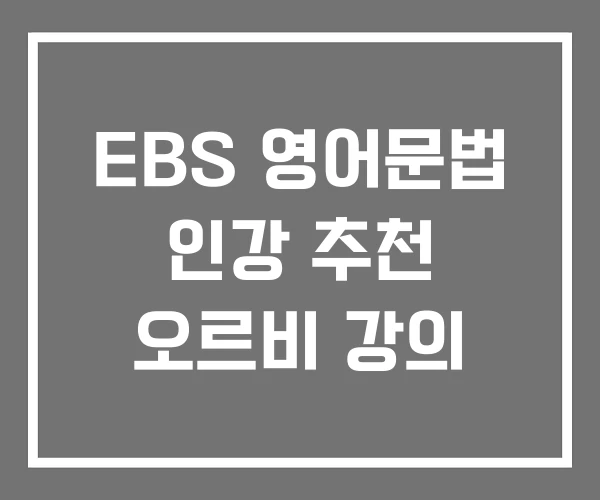 EBS 영어문법 인강 추천 오르비 강의