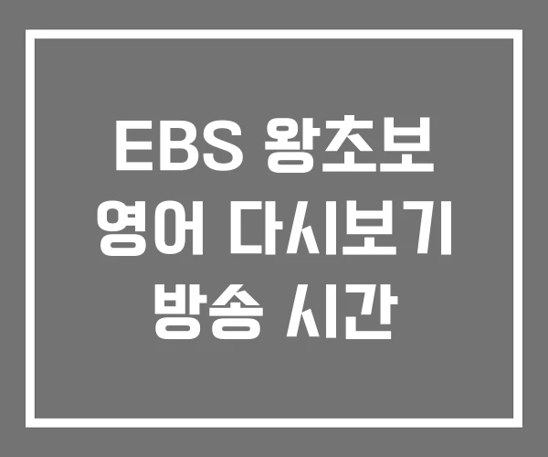 EBS 왕초보 영어 다시보기 방송 시간