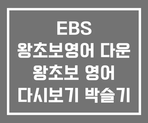 EBS 왕초보영어 다운 왕초보 영어 다시보기 박슬기
