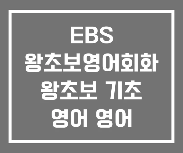 EBS 왕초보영어회화 왕초보 기초 영어 영어 박슬기