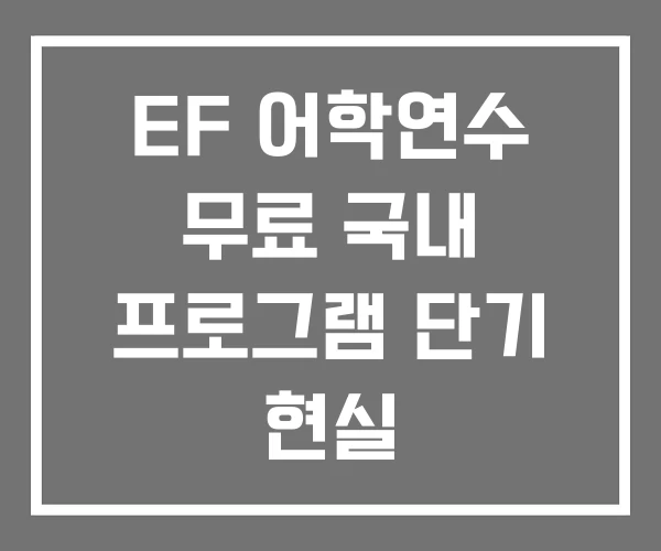 EF 어학연수 무료 국내 프로그램 단기 현실