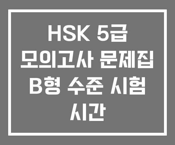 HSK 5급 모의고사 문제집 B형 수준 시험 시간