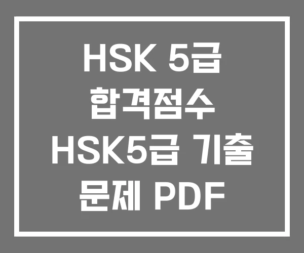 HSK 5급 합격점수 HSK5급 기출 문제 PDF 단어