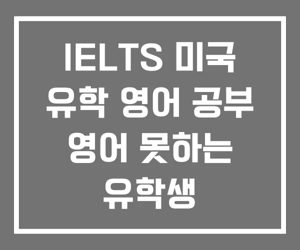 IELTS 미국 유학 영어 공부 영어 못하는 유학생