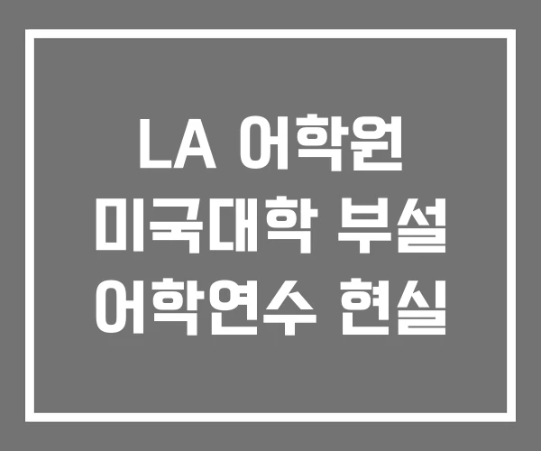 LA 어학원 미국대학 부설 어학연수 현실