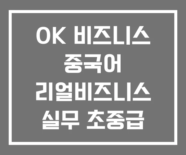 OK 비즈니스 중국어 리얼비즈니스 실무 초중급
