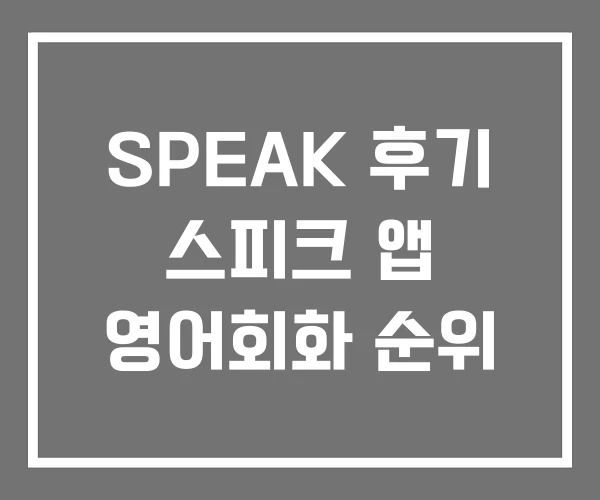 SPEAK 후기 스피크 앱 영어회화 순위