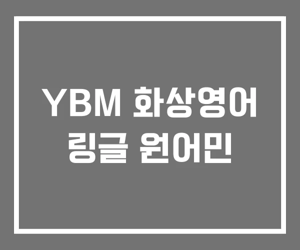 YBM 화상영어 링글 원어민