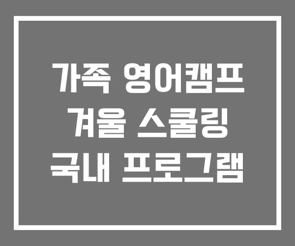 가족 영어캠프 겨울 스쿨링 국내 프로그램