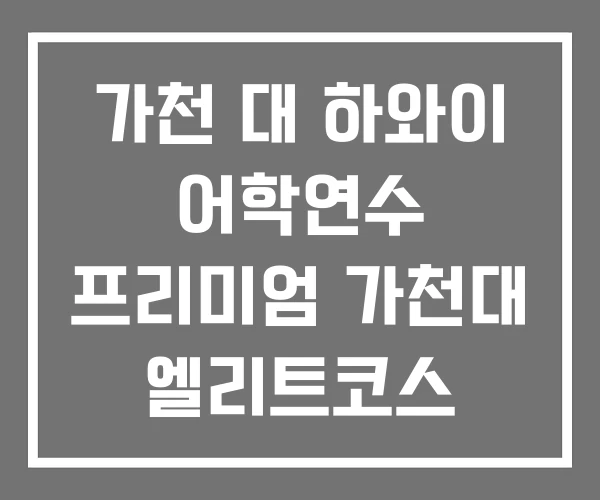 가천 대 하와이 어학연수 프리미엄 가천대 엘리트코스 가천 대 하와이 어학연수 프리미엄 가천대 엘리트코스