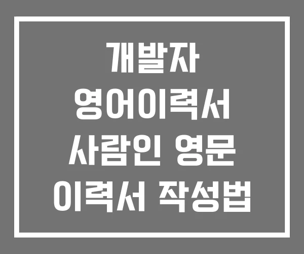 개발자 영어이력서 사람인 영문 이력서 작성법