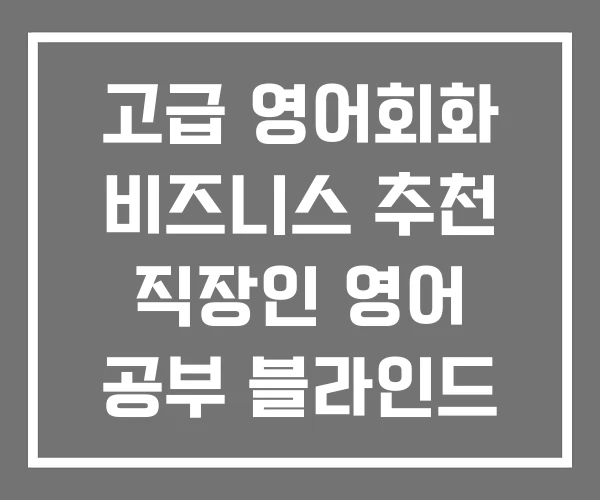 고급 영어회화 비즈니스 추천 직장인 영어 공부 블라인드