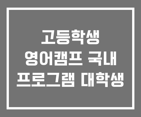 고등학생 영어캠프 국내 프로그램 대학생 고등학생 영어캠프 국내 프로그램 대학생
