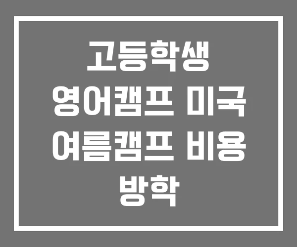 고등학생 영어캠프 미국 여름캠프 비용 방학
