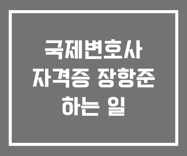 국제변호사 자격증 장항준 하는 일
