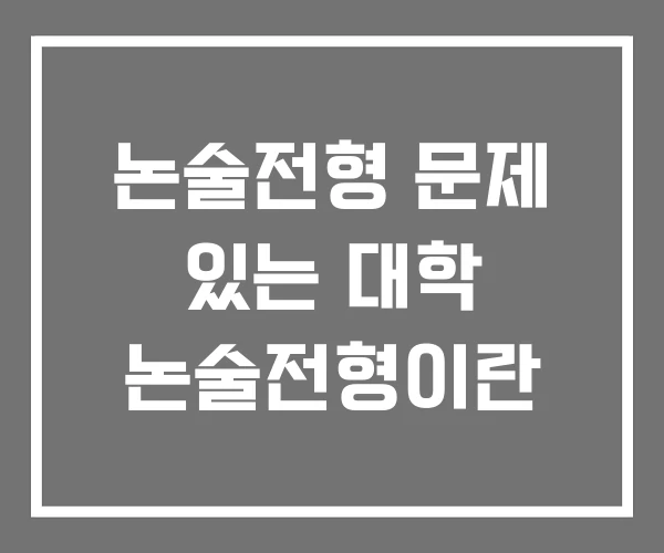 논술전형 문제 있는 대학 논술전형이란