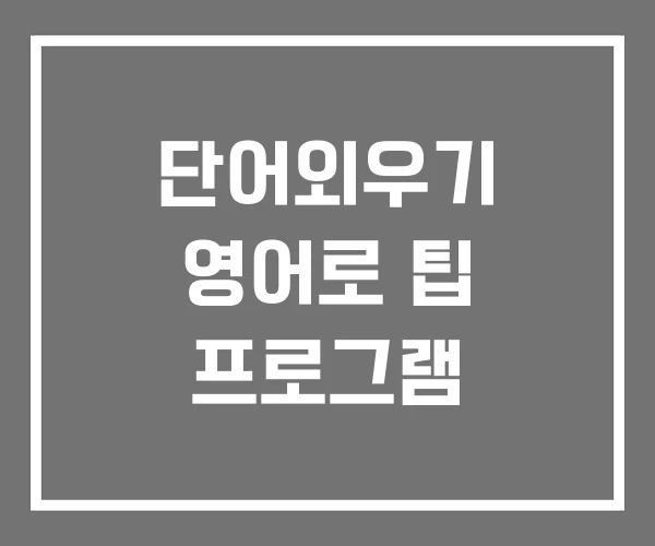 단어외우기 영어로 팁 프로그램